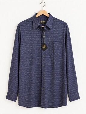 NWT Jack Lipson Signature Navy Stripe Button Down Shirt Men’s Large Office Work